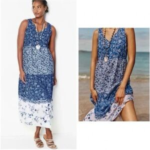 J. Jill | Blue and White Floral Tiered Dress